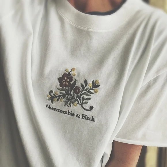 Abercrombie & Fitch Custom Cutoff Graphic Tee Floral White XXL - Picture 9 of 12